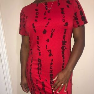 A red dotted dress